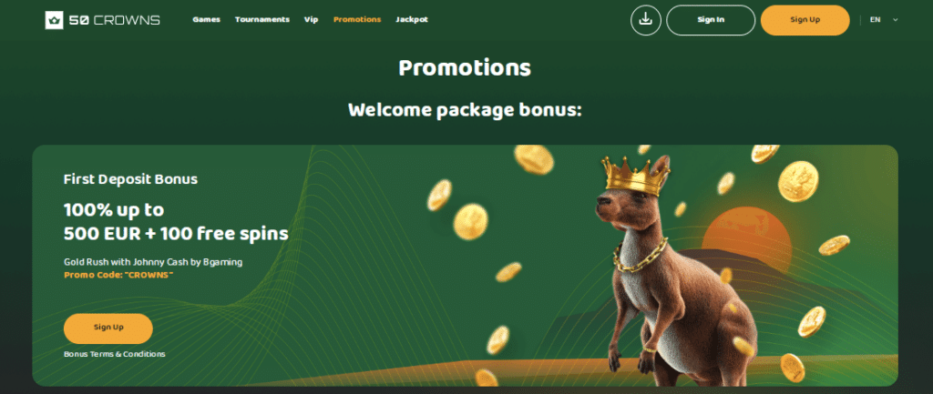50 crowns online casino bonus
