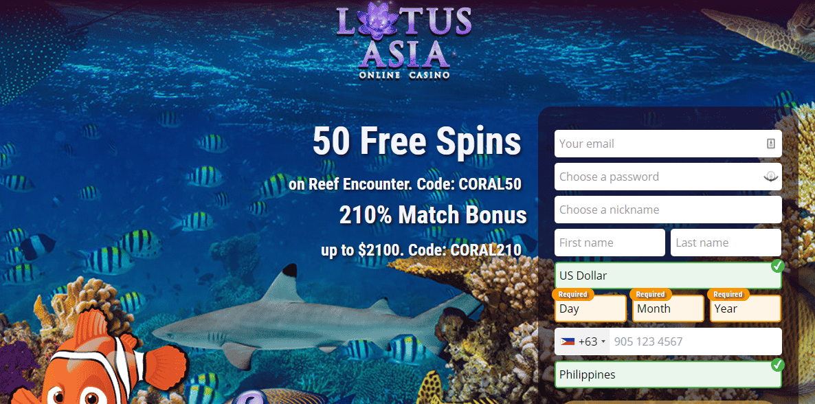 lotus asia casino bonus codes