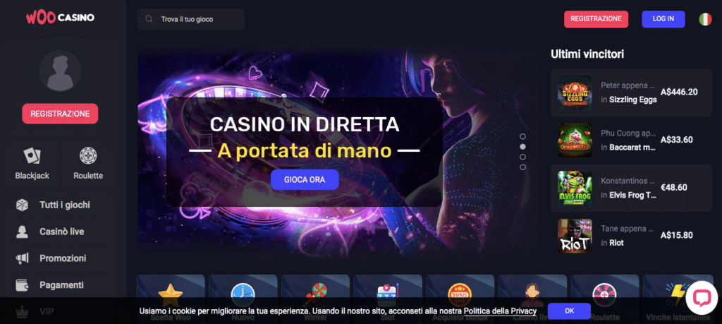 woo casino lobby screenshot
